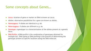 Genes
 The coding regions are known as genes and contain the information necessary
for a cell to make proteins. Humans have less than 30000 protein coding
genes.
 Two parts of a gene
o Exons: coding region of gene
o Introns: non-coding region of gene.
 Only 5% of human genome are genes while 95% “junk DNA”.
 