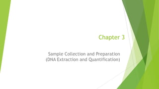 Characteristic RFLP Methods PCR Methods
Time required to obtain
results
6-8 weeks with radioactive
probes; ~1 week with
chemiluminescent probes
1-2 days
Amount of DNA needed 50-500 ng 0.1-1 ng
Condition of DNA needed high molecular weight,
intact DNA
may be highly
degraded
Capable of handling
sample mixtures
Yes (single locus
probes)
Yes
Allele identification Binning required Discrete alleles
obtained
Power of Discrimination ~1 in 1 billion with 6 loci ~1 in 1 billion with 8-
13 loci (requires
more loci)
Comparison of RFLP and PCR
 