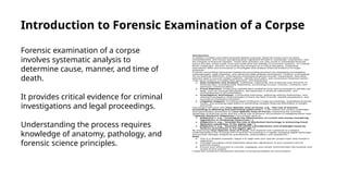 Comprehensive Forensic Examination of a Corpse: Procedures and Legal ...