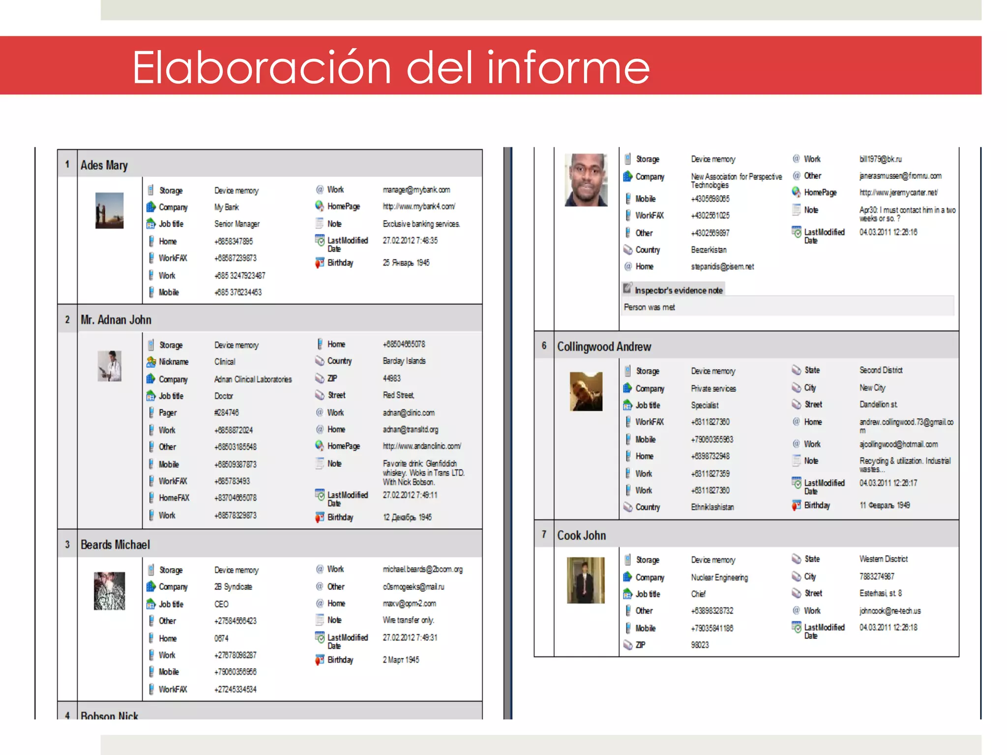 Elaboración del informe

 