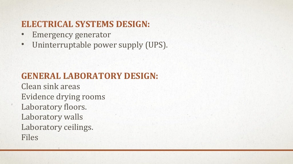 Forensic laboratory setup requirements