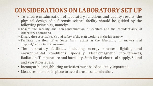 Forensic laboratory setup requirements