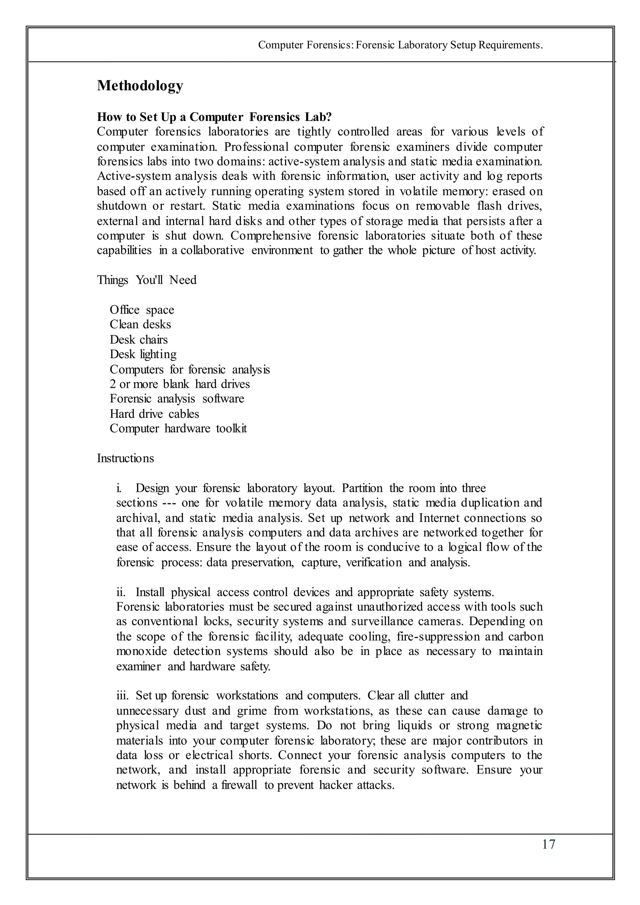 Forensic laboratory setup requirements | DOCX