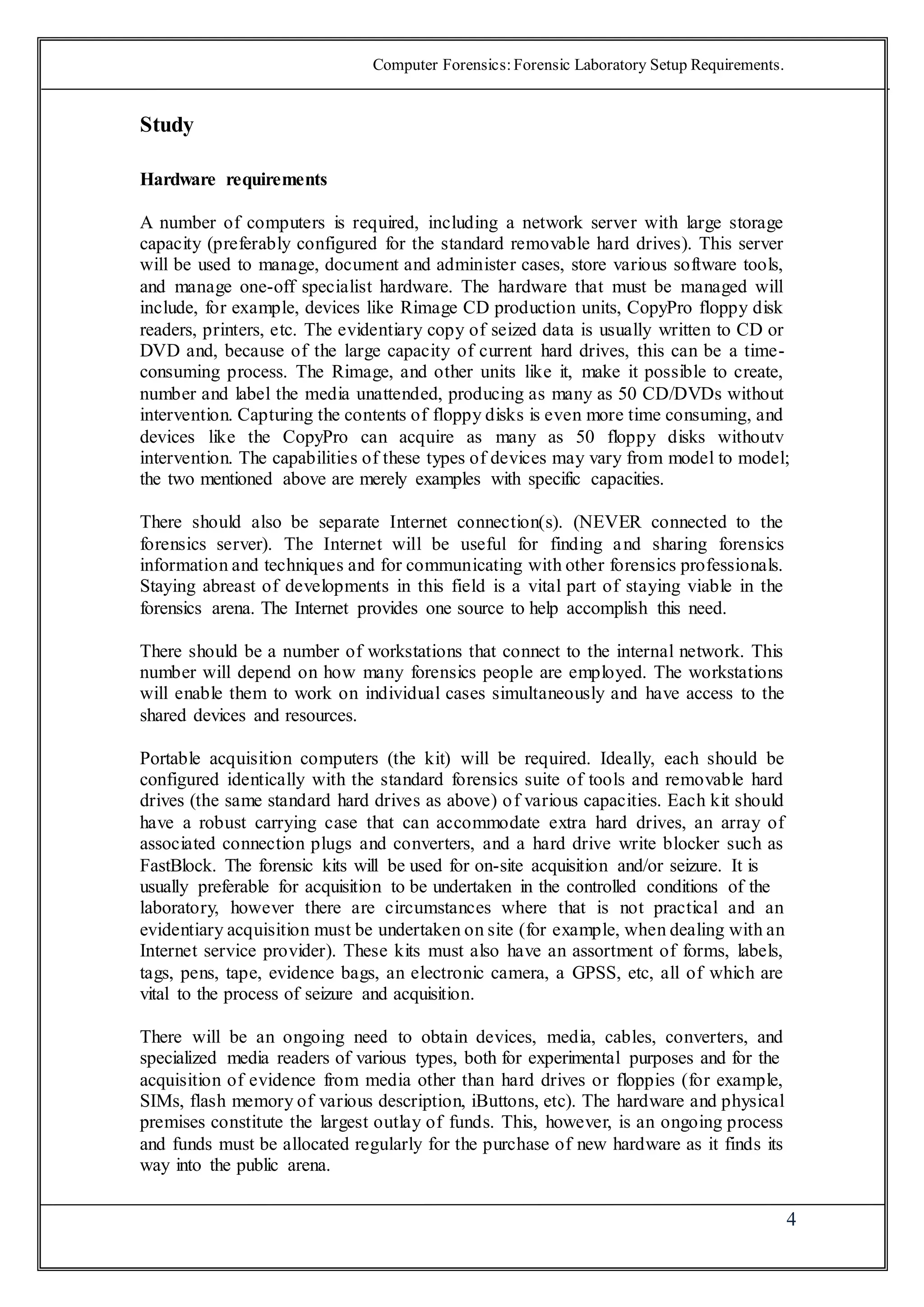 Forensic laboratory setup requirements | DOCX