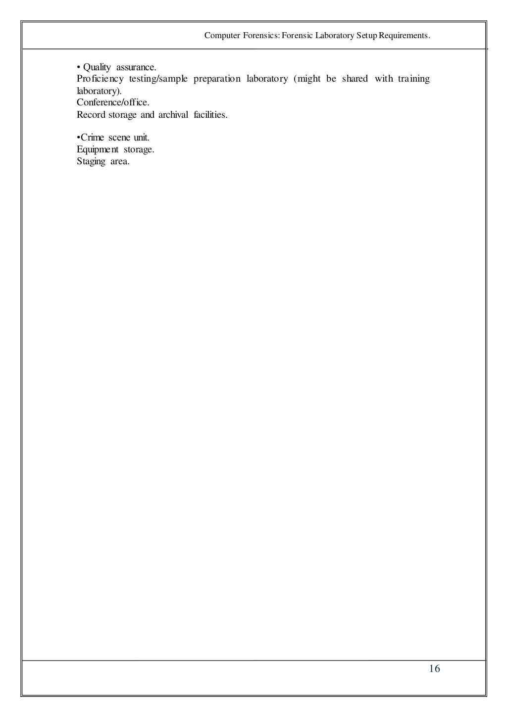 Forensic laboratory setup requirements