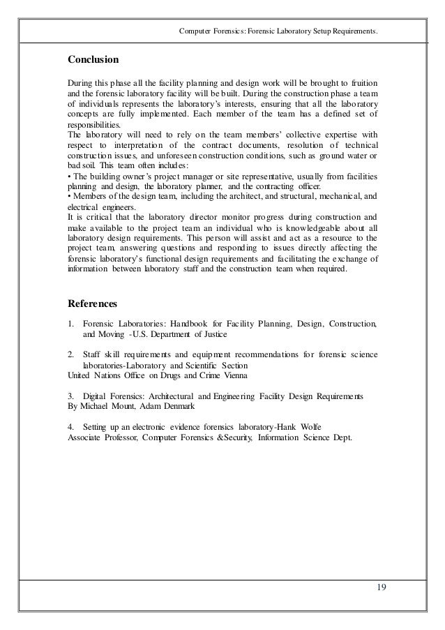 Forensic laboratory setup requirements