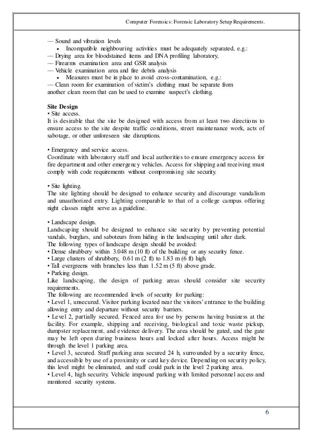 Forensic laboratory setup requirements