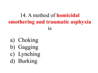 Burking Method Forensic medicine MCQ for early learners | PPTX