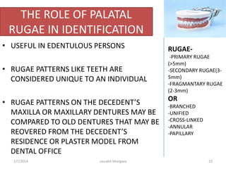Dental Formula
• A mammal's dental formula designates the number of each
type of tooth found in its dentition
• It provides one kind of quantitative measure of the
differences between
– different sexes and ages of the same species,
– different species, and
– animal groups having different feeding strategies or diets
• Dental formulas are used to quantify difference between
samples.
• Our specific goal in this studying the dental formulae is to be
able to quantitatively compare and identification of
carnivores, herbivores, omnivores, and an insectivore.
10/6/2016 23saurabh bhargava
 