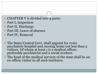  CHAPTER V is divided into 4 parts:
 Part I, Inspection
 Part II, Discharge
 Part III, Leave of absence
 Part IV, Rem...