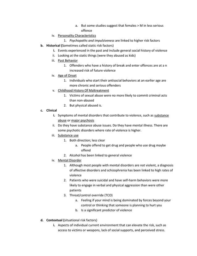 Forensic Psychology: Lecture Notes on Risk Assessment | DOCX