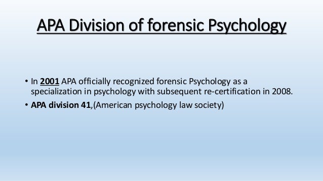 Apa Division Of Forensic Psychology Apa Division Of Forensic Psychology