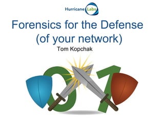Tom Kopchak
Forensics for the Defense
(of your network)
 