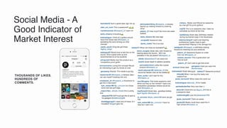 Social Media - A
Good Indicator of
Market Interest
THOUSANDS OF LIKES.
HUNDREDS OF
COMMENTS.
 