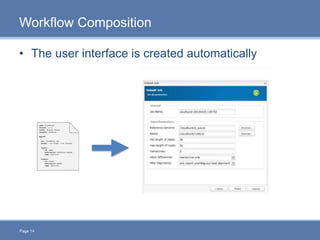 Page 14
Workflow Composition
• The user interface is created automatically
 