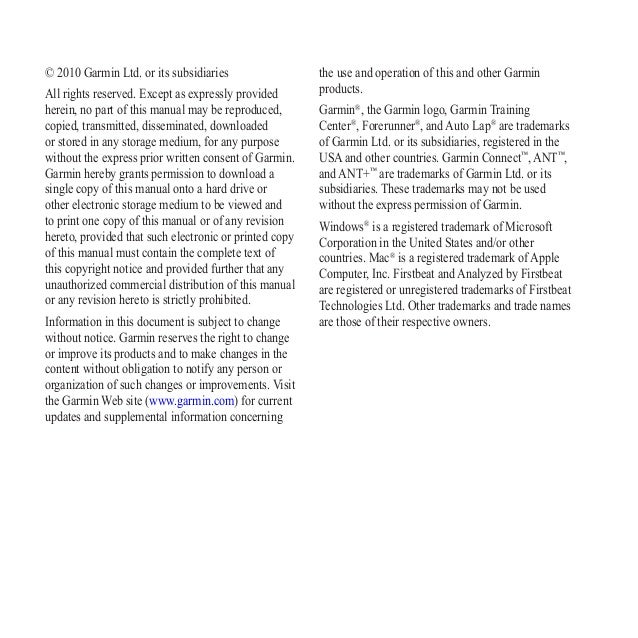 garmin forerunner 210 manual