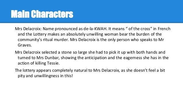 character analysis tessie hutchinson Character list tessie hutchinson old man warner mr summers + main ideas themes motifs symbols + tessie is the only villager to protest against the lottery when the hutchinson family draws the marked paper, she exclaims take the analysis of major characters quick quiz. character analysis tessie hutchinson Character list tessie hutchinson old man warner mr summers + main ideas themes motifs symbols + tessie is the only villager to protest against the lottery when the hutchinson family draws the marked paper, she exclaims take the analysis of major characters quick quiz.