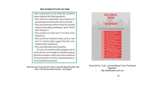 15
Sherman and Young (2016), When Financial Reporting Still Falls
Short, Harvard Business Review, July-August
Sood (2015), Truth, Lies and Brand Trust The Deceit
Algorithm,
http://datafication.com.au/
New Analytical Tools Can Help
 