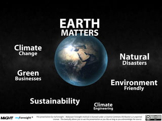 .
This presentation by myForesight – Malaysian Foresight Institute is licensed under a Creative Commons Attribution 3.0 unported
License. This basically allows you to use the presentation as you like as long as you acknowledge the source.
 