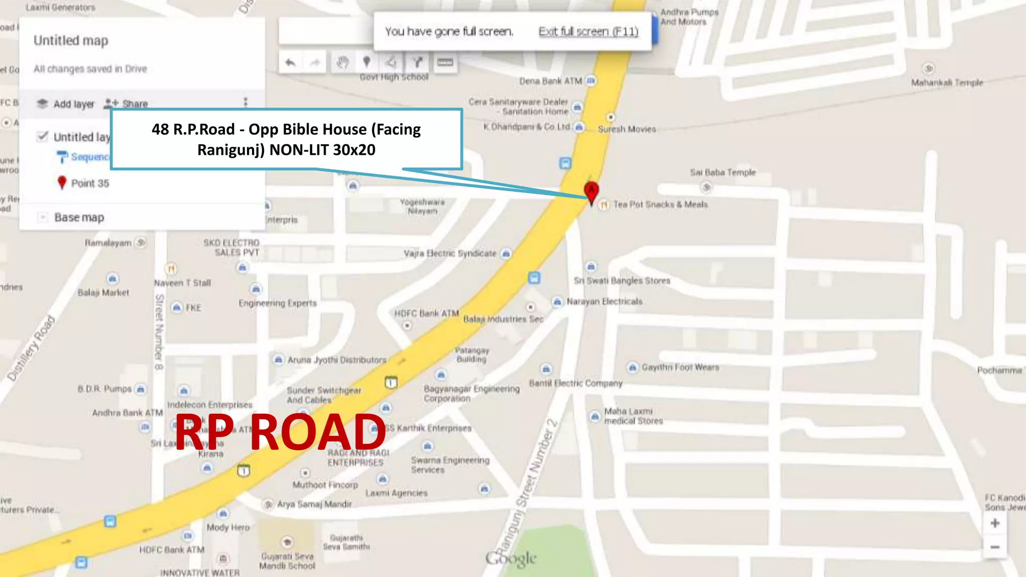 RP ROAD
48 R.P.Road - Opp Bible House (Facing
Ranigunj) NON-LIT 30x20
 