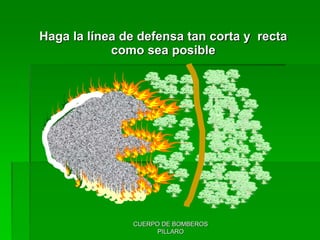 CUERPO DE BOMBEROS
PILLARO
Haga la línea de defensa tan corta y recta
como sea posible
 