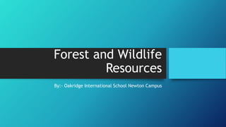 Forest and Wildlife
Resources
By:- Oakridge International School Newton Campus
 
