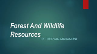Forest And Wildlife
ResourcesBY – BHUVAN MAHAMUNI
 