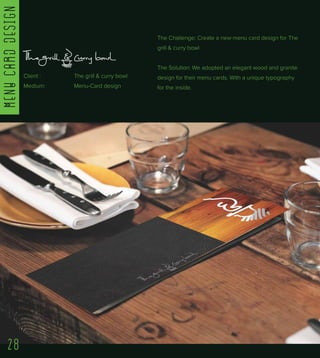 Client : The Peoples pub
Medium: Menu-Card design
The Challenge: Create a new menu card design for The
Peoples Pub
The Sol...