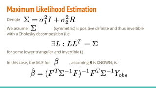 Maximum Likelihood Estimation
Denote
We assume (symmetric) is positive definite and thus invertible
with a Cholesky decomp...