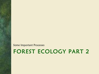 FOREST ECOLOGY PART 2 Some Important Processes 