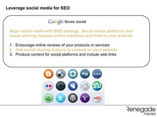 Leverage social media for SEO


                                lloves social

 Align social media with SEO strategy. Soci...