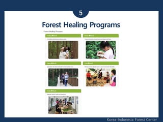 5
Korea-Indonesia Forest Center
Forest Healing Programs
 