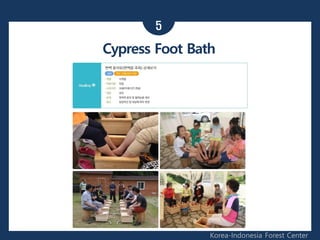 5
Korea-Indonesia Forest Center
Cypress Foot Bath
 