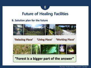 6
Korea-Indonesia Forest Center
Future of Healing Facilities
 
