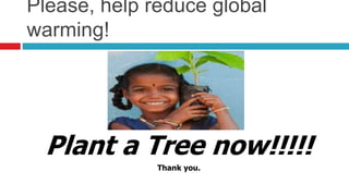 Please, help reduce global
warming!
Plant a Tree now!!!!!
Thank you.
 