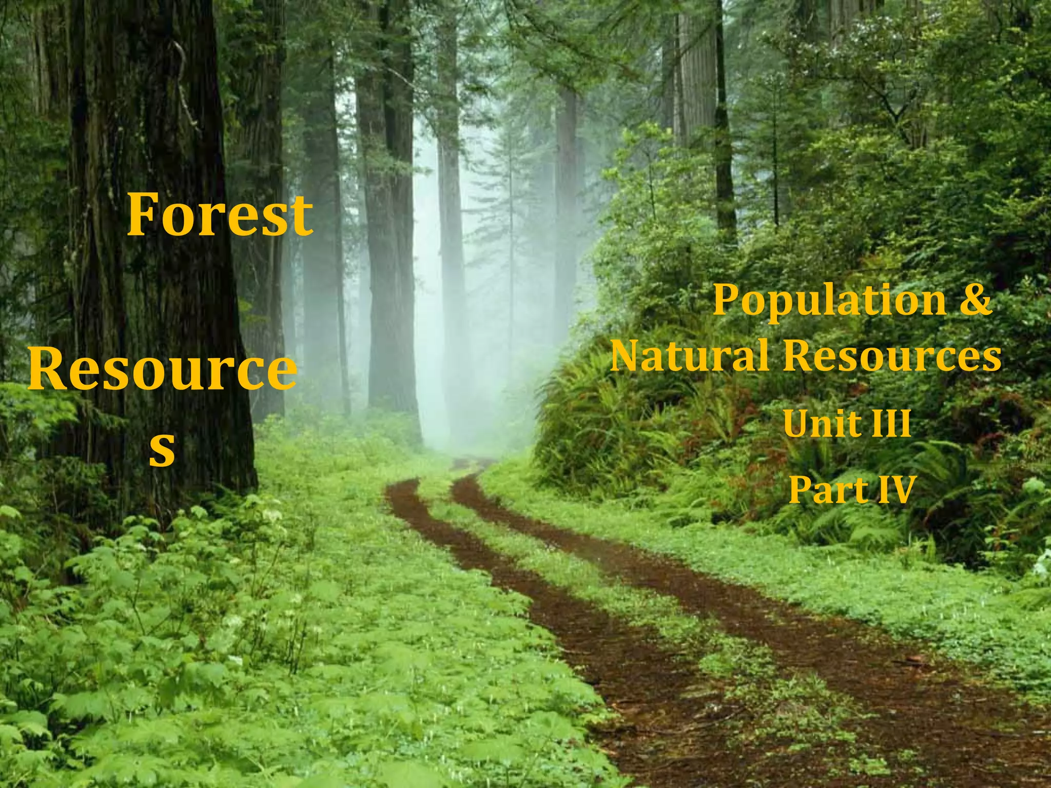 Forest
Resource
s
Population &
Natural Resources
Unit III
Part IV
 