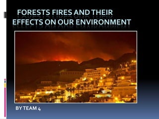 FORESTS FIRES AND THEIR
EFFECTS ON OUR ENVIRONMENT




BY TEAM 4
 