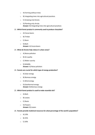 Forest Types and Locations MCQs from chatgpt | PDF