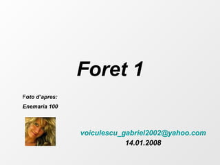 Foret 1 [email_address] 14.01.2008 F oto d’apres: Enemaria 100 