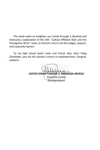 Foreword by Associate Justice Maria Theresa V. Mendoza- Arcega on