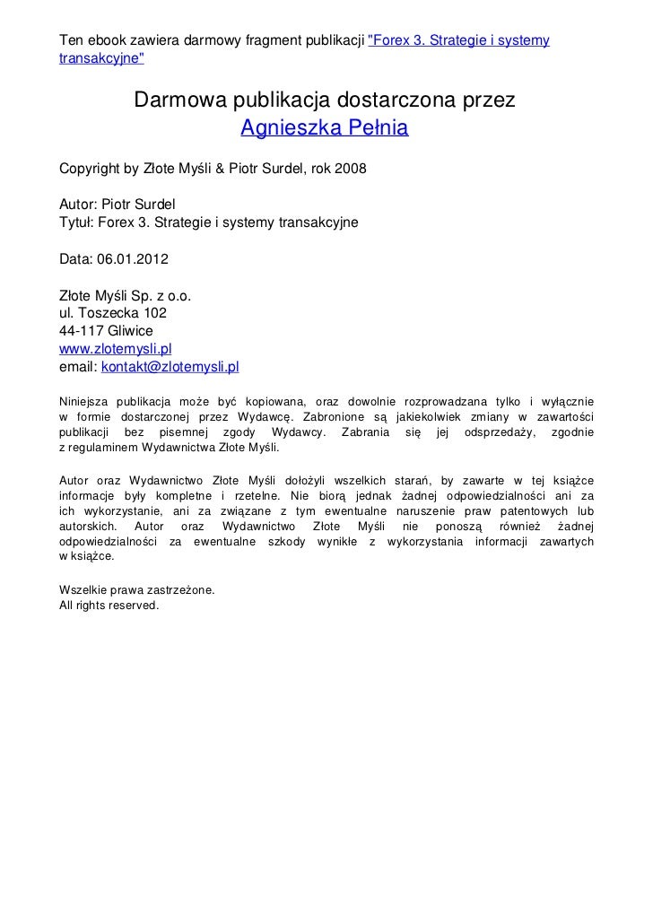 Forex 3. strategie i systemy transakcyjne chomikuj