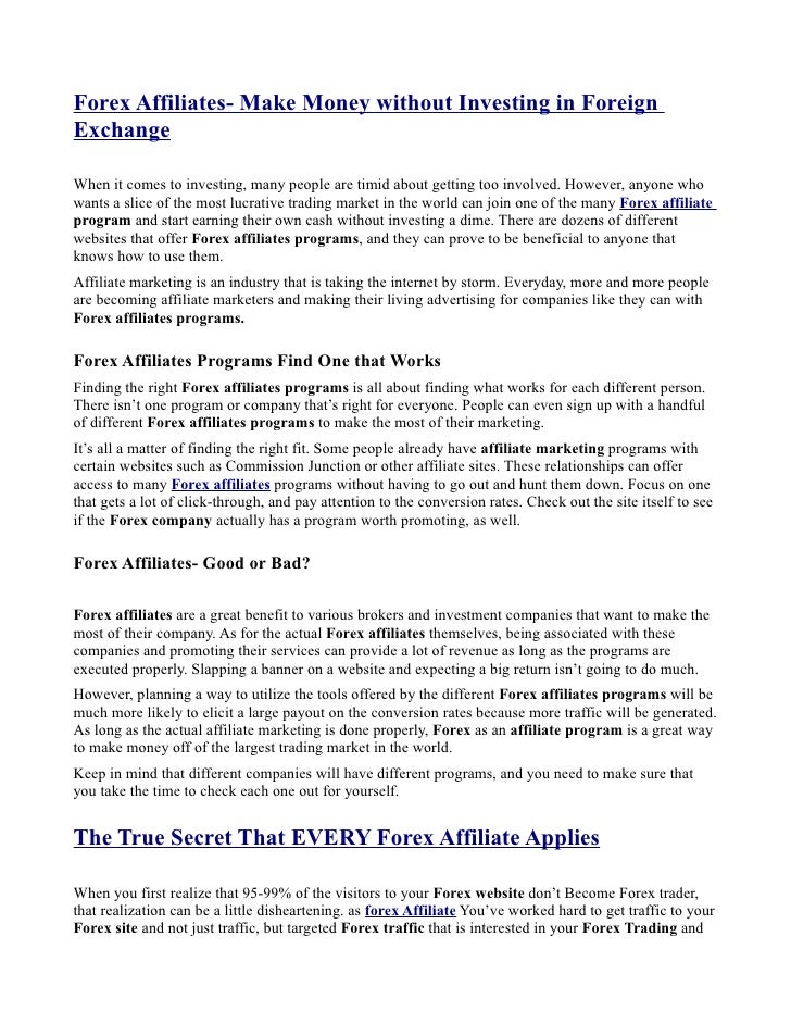 Forex broker affiliate program