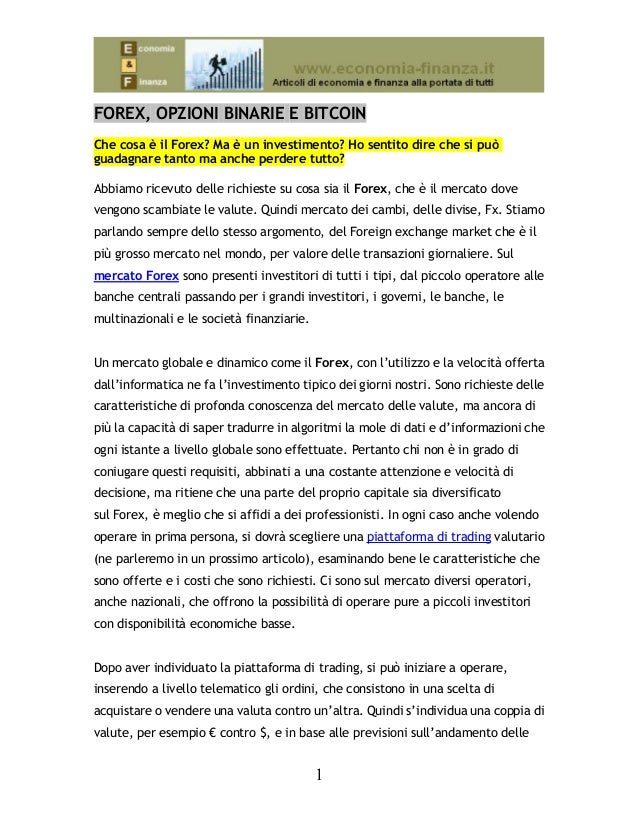 Opzioni binarie e forex