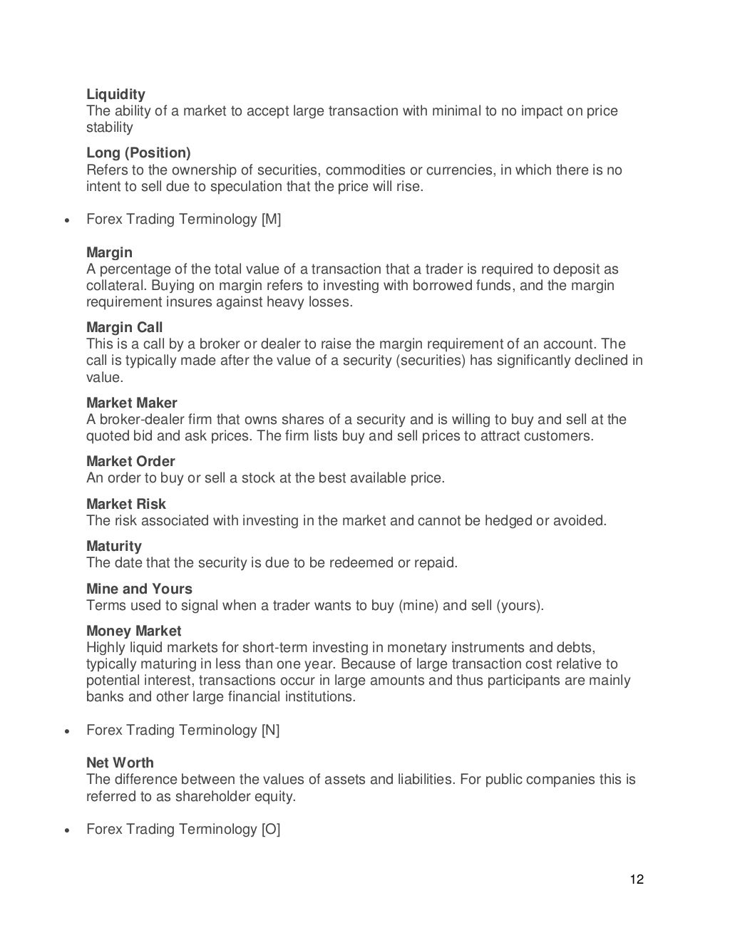 Forex Trading Terminologies