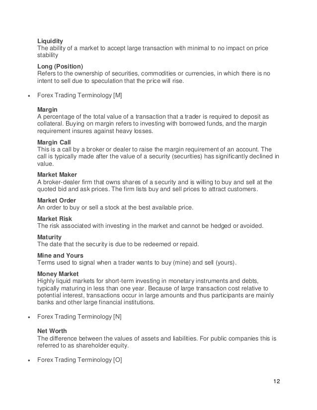 Forex Glossary with FX Trading Terms and Definitions | Valutrades