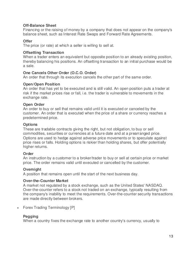 Terminologies used in forex trading