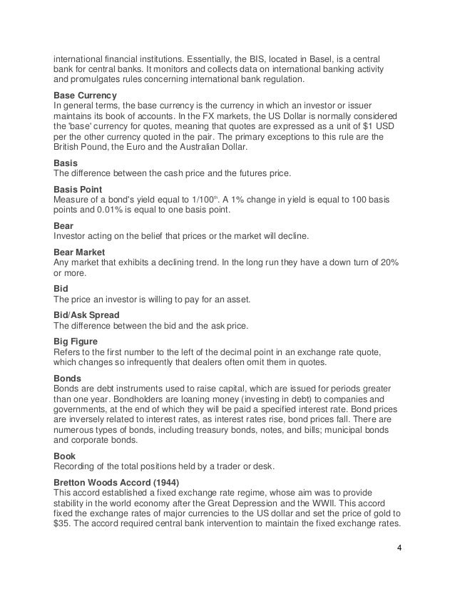 Forex trading glossary