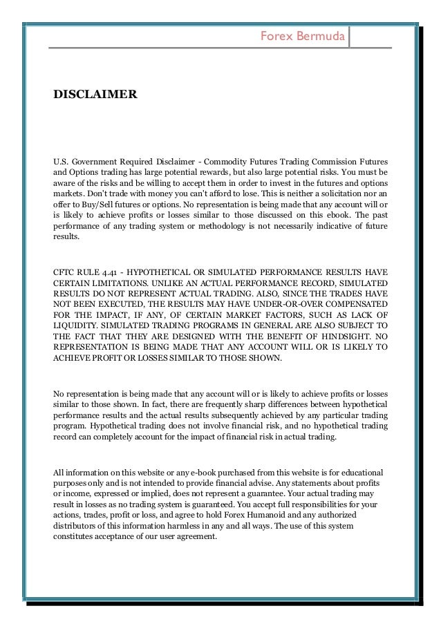Disclaimer of opinion forex