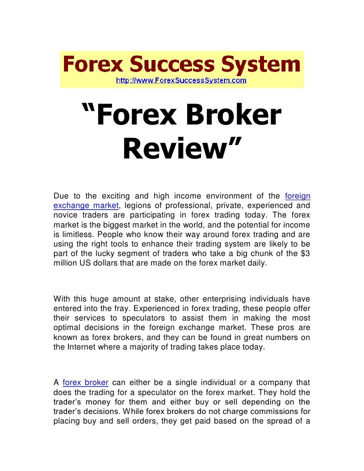 Forex brokers income