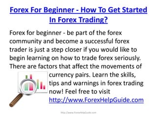 Forex for beginner - how to get started in forex trading | PDF